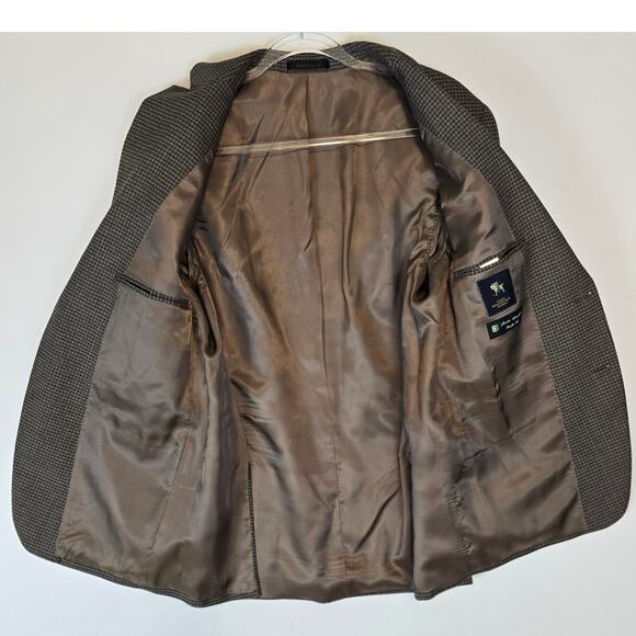 Hart Schaffner Marx Botto Giuseppe Biella Italy Shepard's Check Wool Blend 42R - Picture 9 of 12
